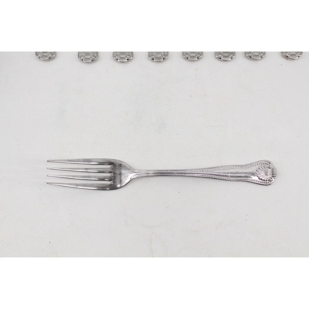 Towle Supreme STUART SHELL Beaded Stainless 9 Ice Tea Spoon 3 Dinner Fork‎